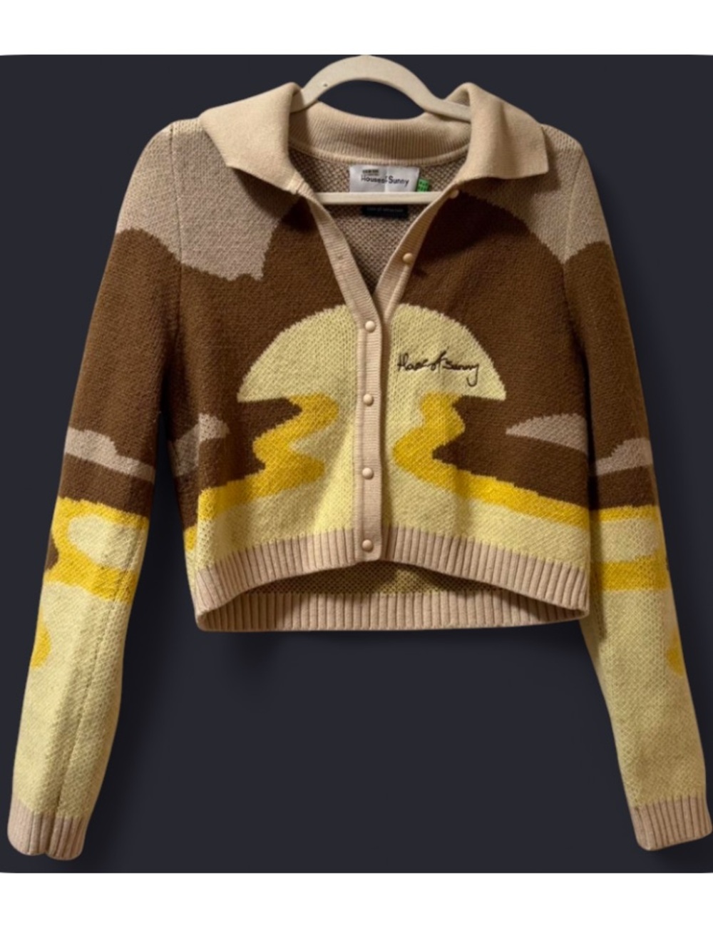 House of Sunny Dunes Tripper Cardigan Sunset Knit Cropped Size 6 XS S - Picture 4 of 6